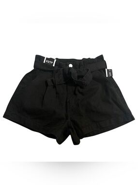 2 FOR $30 REFUGE Black Tie Front Paperbag High-Rise Cotton Denim Shorts Size XS